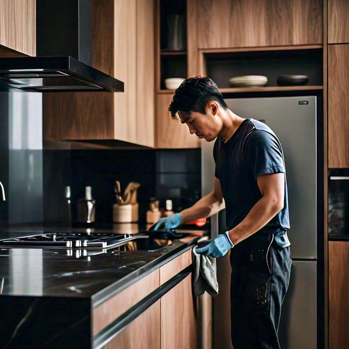 Occupied Kitchen with Chimney+ Applications  Cleaning