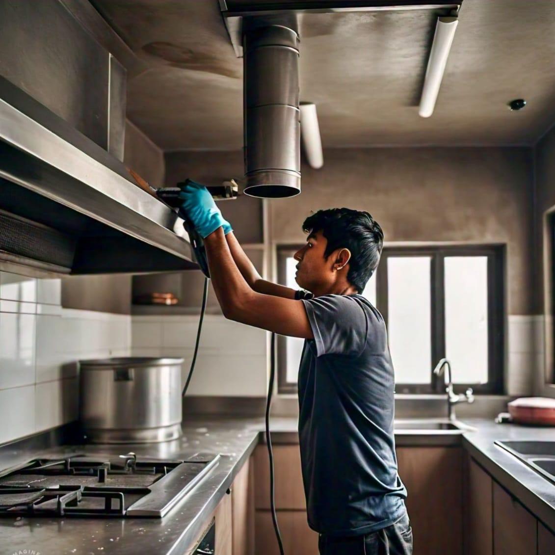 Empty Kitchen with Chimney Cleaning